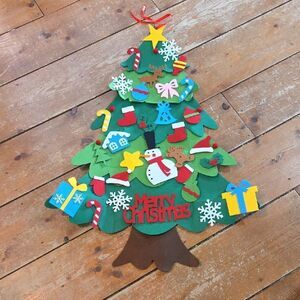 Felt Christmas Tree With Ornaments Xmas Gift Wall Hanging Decor 3ft Tall
